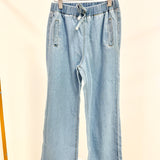 Wide Leg Drawstring Waist Denim Jeans