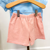 Shepherd Short Set- Coral & Light Blue Stripe