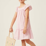 Pink Swiss Dot Ruffle Dress