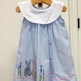 Blue Bunnies Seersucker Yoke Dress