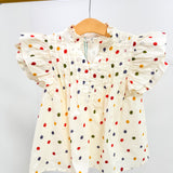 Ivory Multicolor Polka Dot Pleated Blouse