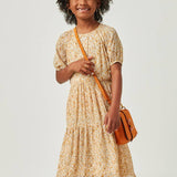 Yellow Ditsy Floral Tiered Dress