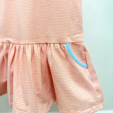 Genevieve Dress- Coral & Light Blue Stripes