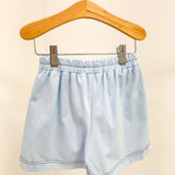 Girl Contrast Light Blue Stitched patch Pocket Shorts