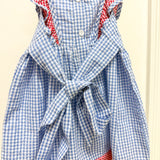Blue Gingham American Flag Ruffle Dress