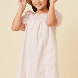 Girls Blush Lace Seersucker Smocked Dress