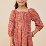 Rust Botanical Embroidered Dress