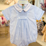 Blue Chevron Smocked Creeper