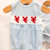 Boy Crawfish Hand Smocked Pima Bubble