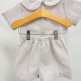 Khaki Seersucker Boys Short Set