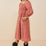 Rust Botanical Embroidered Dress