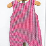 Red Gingham Baseball Smocked Shortalls