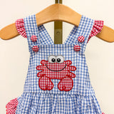 Blue Gingham Crab Ruffle Bubble
