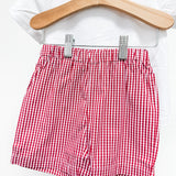 Baseball Smocked Shirt and Red Gingham Shorts Set