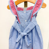 Blue Gingham American Flag Ruffle Dress