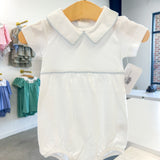 White Bubble with Blue Piping