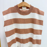 Taupe Striped Soft Sweater Boxy Tank