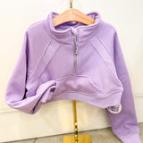 Oversized Cropped 1/4 Zip Sweatshirt Lavender