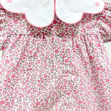 Charlotte Pink Floral Embroidered Heart Scallop Collar Dress