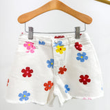 Colorful Floral Print Denim Shorts