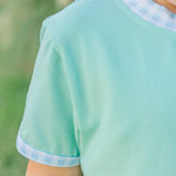 Avery Short Set- Mint w/ Light Blue Gingham