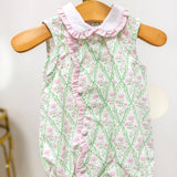 Claire Green & Pink Floral Scallop Bubble