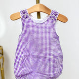 Classic Purple Gingham Bubble Romper