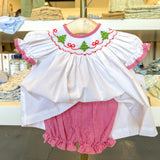 Red Gingham Christmas Tree Bishop Bloomer W/Bows