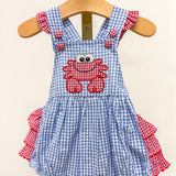 Blue Gingham Crab Ruffle Bubble