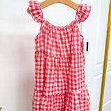 Faye Red Gingham Dress