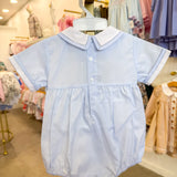 Blue Button Front Dot Creeper