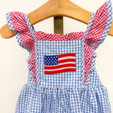 Blue Gingham American Flag Ruffle Dress