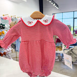Red Striped Christmas Bow Bubble