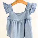 Light Denim Tencel Square Neck Top