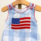 Light Blue Gingham American Flag Romper