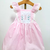 Pink Bunny Ruffle Shoulder Dress