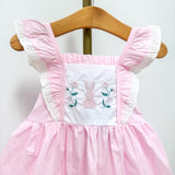 Pink Bunny Ruffle Shoulder Dress