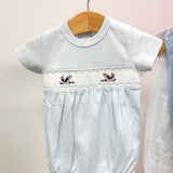 Blue Hand Smocked Mallard Ducks Bubble