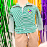 King Cake 1/4th Pullover Green Striped