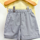 Green Tractor Smocked T-Shirt and Gray Gingham Shorts Set
