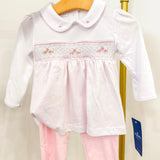 Willow's Classic Smocked 2pc Pant Set-Pink