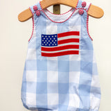Light Blue Gingham American Flag Romper