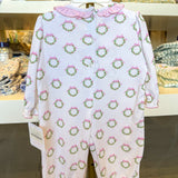 Holiday Pink Wreath Girls Romper