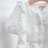 Off White Button Down Floral Eyelet Dress