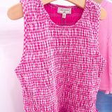 Pink Gingham Seersucker Smocked Tank Dress
