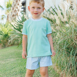 Avery Short Set- Mint w/ Light Blue Gingham
