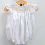 White & Ecru Smocked Geo Bubble