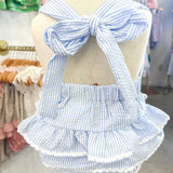 Blue Stripe Two Piece Swimsuit