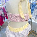 Sweet  Pastel Gingham Two-Piece Swim Set