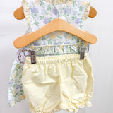 Yellow Ruffle Floral Bloomer Set